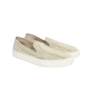 STEVEN By Steve Madden Kick Raffia Classic Woven Slip Ons in Taupe Multi Size 7